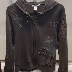 Vertigo Embroidered distressed Gray Hoodie Size M.